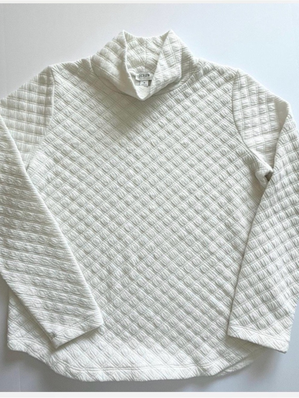 J. Crew Cream Quilted Mock Neck Pullover